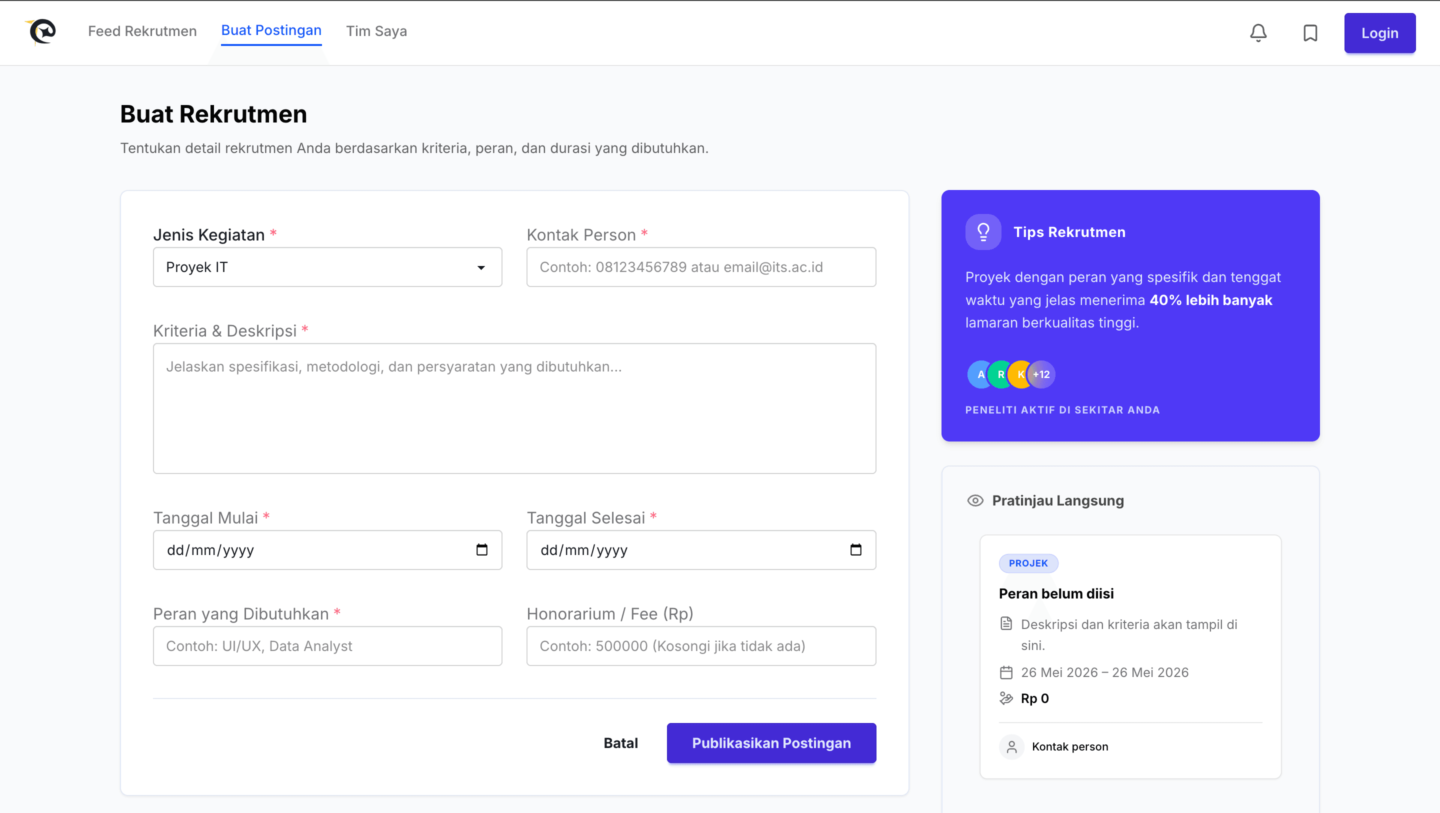 Create Post Page
