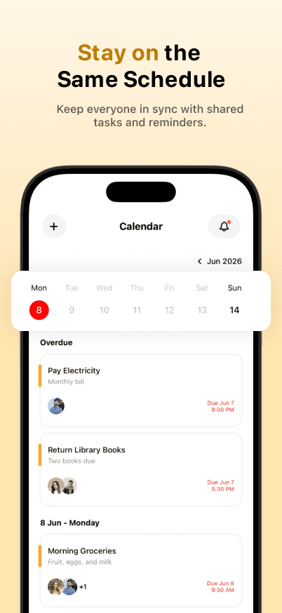 Kith app calendar screen